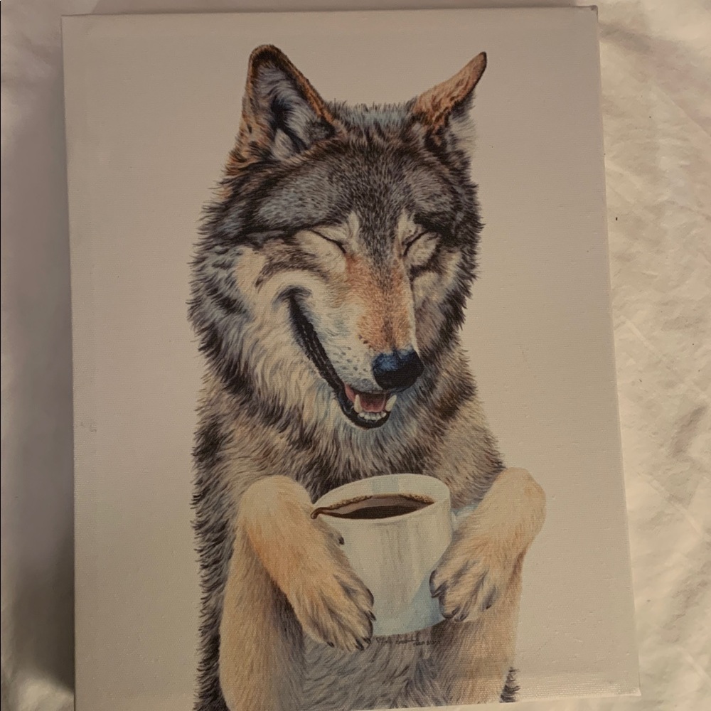 Wolf Canvas Art with Coffee - Picture 6 of 6